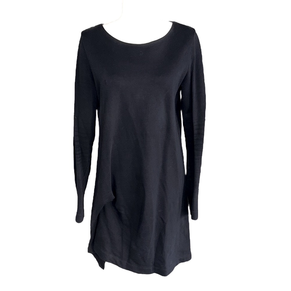COS Black Ruched Long Sleeve Sweatshirt Knit Mini Dress - M